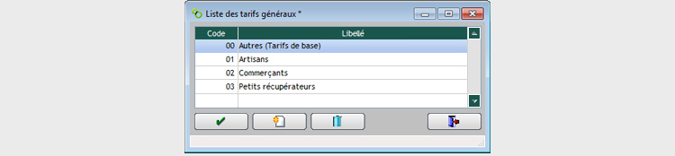 Gestion des tarifs des tiers en compte