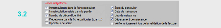 Zones de saisie obligatoires