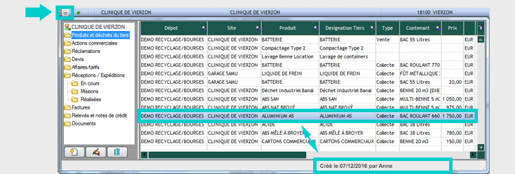 Fiche tiers info dates de création