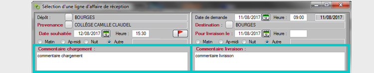 Demande - modifications commentaires