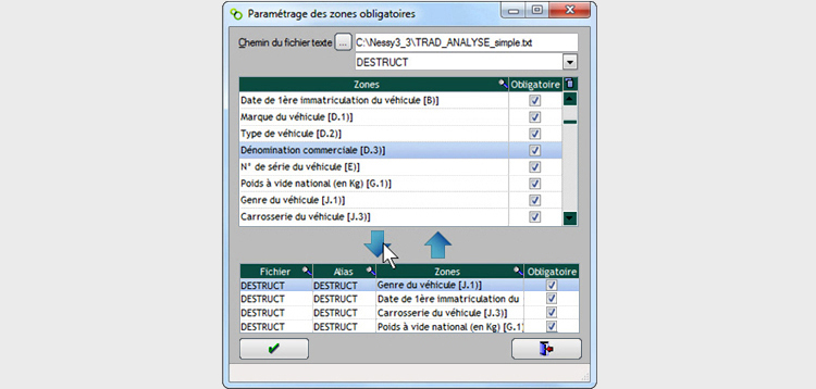 Zones obligatoires